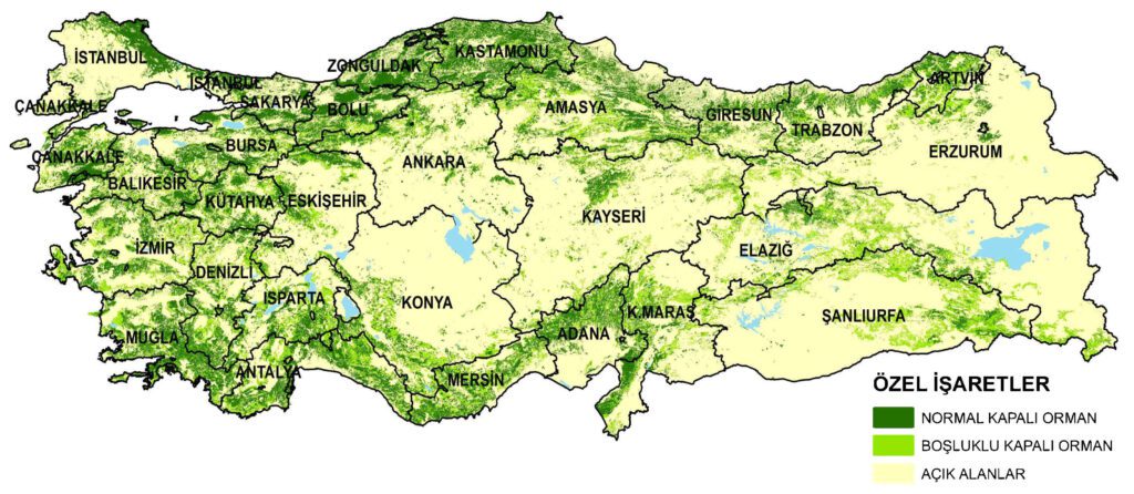türkiye orman varlığı haritası